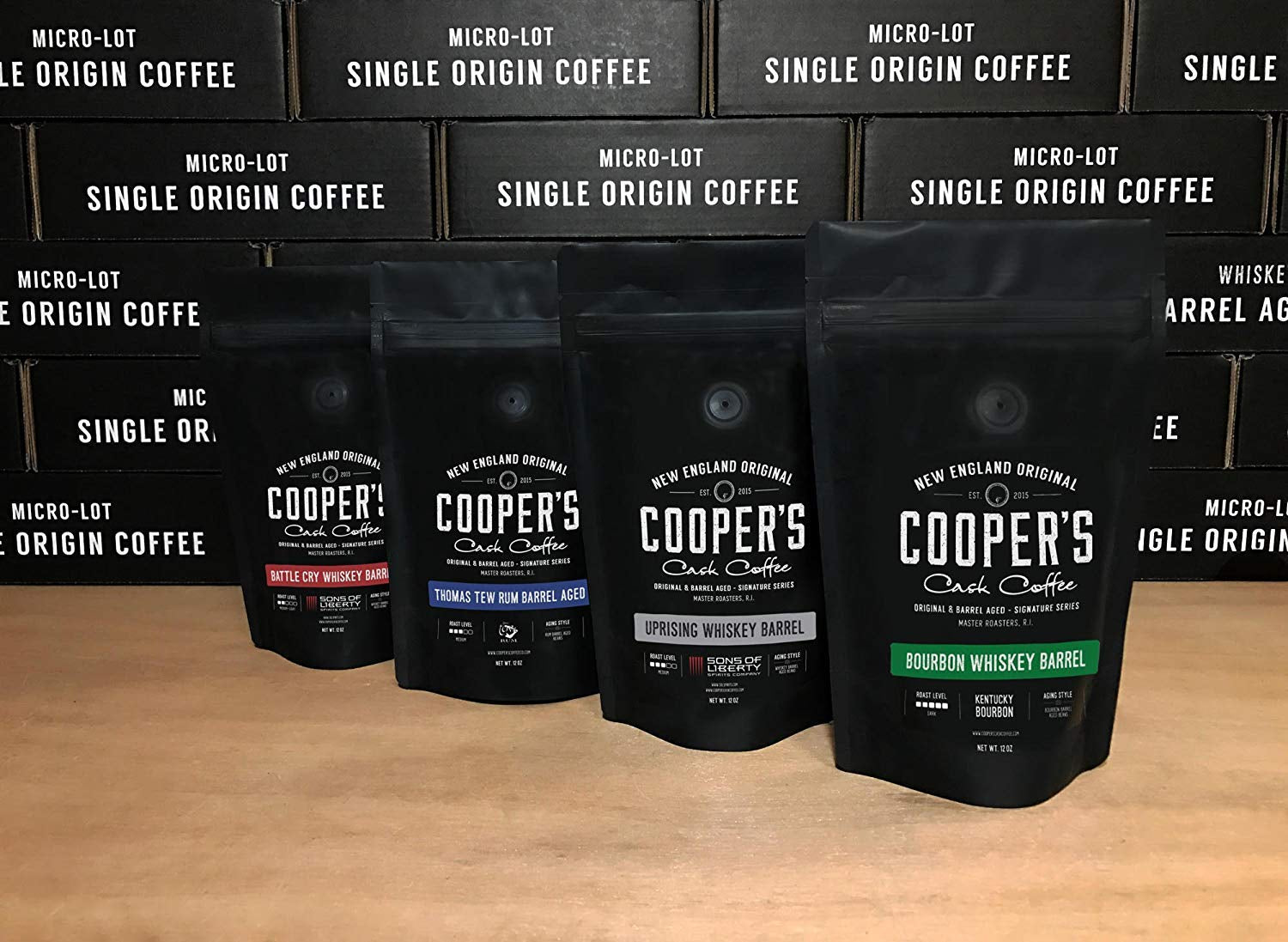 Rum Barrel Aged Coffee - Single Origin Rwanda Coffee Beans Aged in Thomas Tew RUM Barrels - 12 Oz Bags, Ground Coffee